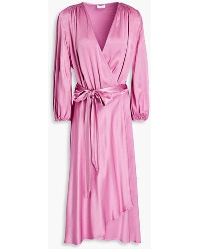 Ghost aggie Satin-crepe Wrap Dress - Pink