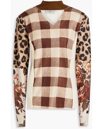 Preen By Thornton Bregazzi Cutout Printed Knitted Sweater - Natural