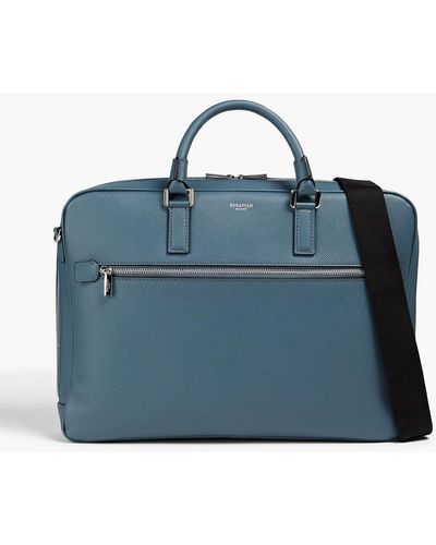 Serapian Textured-leather Briefcase - Blue