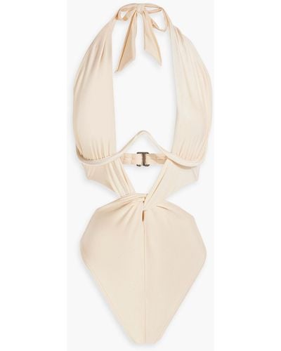 Andrea Iyamah Nayo neckholder-badeanzug mit bügel und twist-detail an der vorderseite - Weiß