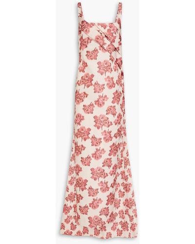 Emilia Wickstead Pleated Floral-print Taffeta Gown - Pink