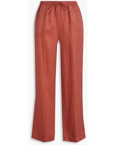 Asceno Aurelia Organic Linen Straight-leg Trousers - Red