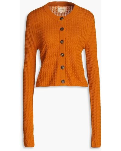 Loulou Studio Mati Cable-knit Wool And Cashmere-blend Cardigan - Orange