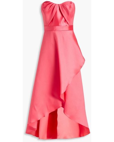 ML Monique Lhuillier Strapless Wrap-effect Duchesse-satin Gown - Pink