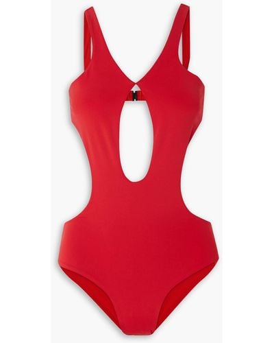Maximilian Streamline Cutout Swimsuit - Red