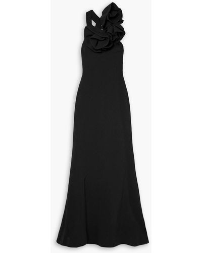 Elie Saab Embellished Open-back Cady Gown - Black