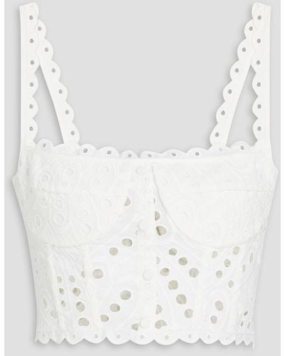 Charo Ruiz Tessa Cropped Broderie Anglaise Cotton-blend Bustier Top - White