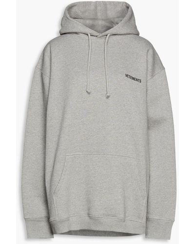 Vetements Oversized Printed French Cotton-blend Terry Hoodie - Gray