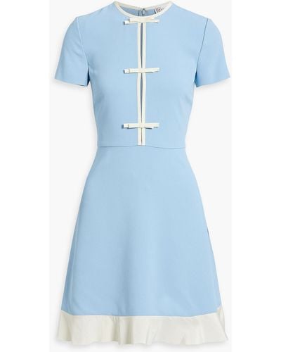 RED Valentino Bow-embellished Two-tone Crepe Mini Dress - Blue