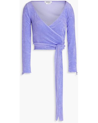 Maisie Wilen Cropped Cotton-blend Terry Wrap Top - Blue