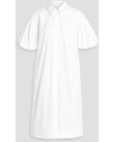 Simone Rocha Faux Pearl-embellished Cotton-poplin Shirt Dress - White
