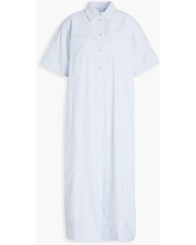 REMAIN Birger Christensen Gestreiftes hemdkleid aus popeline aus einer baumwollmischung in midilänge - Weiß