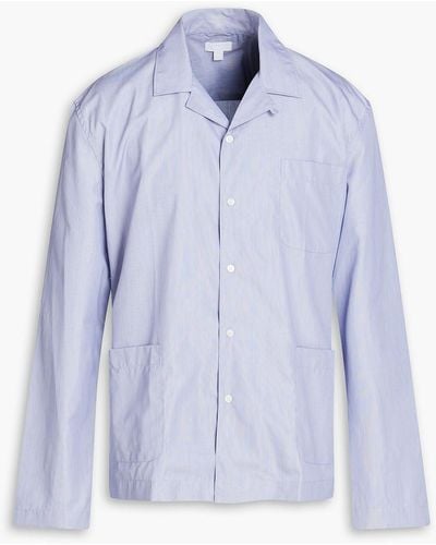 Sunspel Cotton Pyjama Top - Blue
