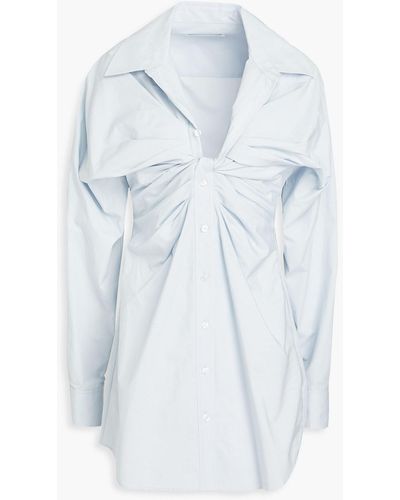 T By Alexander Wang Twisted Cotton-poplin Mini Shirt Dress - Blue