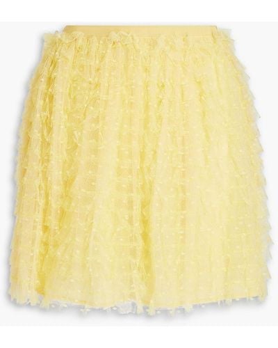 RED Valentino Tiered Point D'esprit Mini Skirt - Yellow