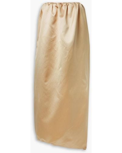 Khaite Yara Strapless Cotton-blend Duchesse-satin Dress - Natural