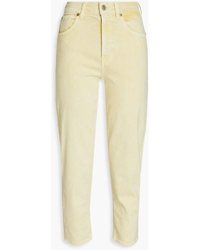 7 For All Mankind Malia Cropped High-rise Straight-leg Jeans - Yellow