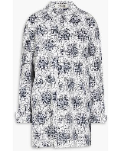 Diane von Furstenberg Caleb Printed Stretch-cotton Poplin Shirt - Grey