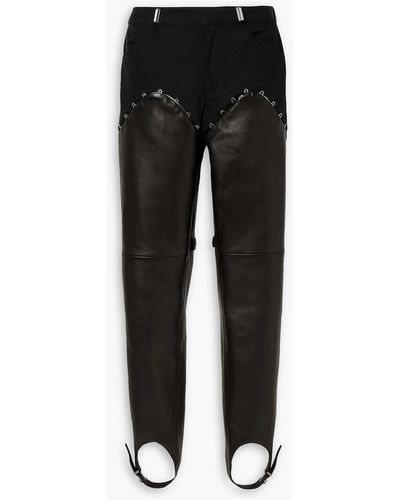 Dion Lee Convertible Twill-paneled Leather Straight-leg Stirrup Trousers - Black