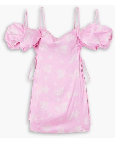 Jacquemus Chouchou Convertible Printed Satin Mini Dress - Pink