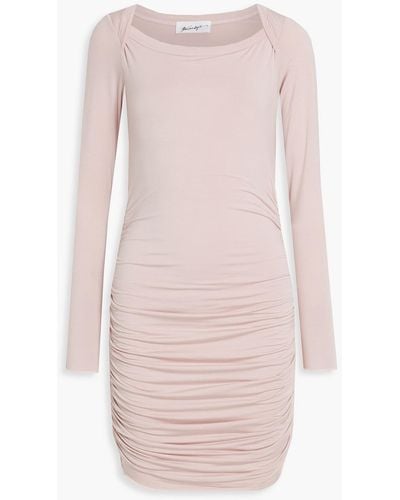 The Line By K Ruched Micro Modal-blend Jersey Mini Dress - Pink