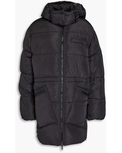 Ganni Appliquéd Quilted Shell Hooded Jacket - Black