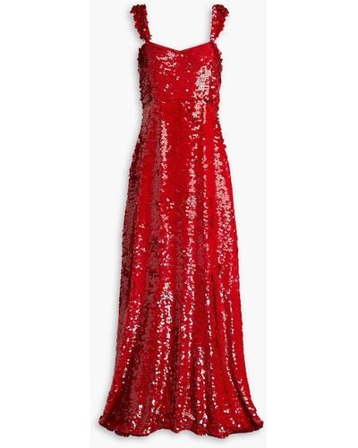 Valentino Garavani Sequined Silk-chiffon Gown - Red