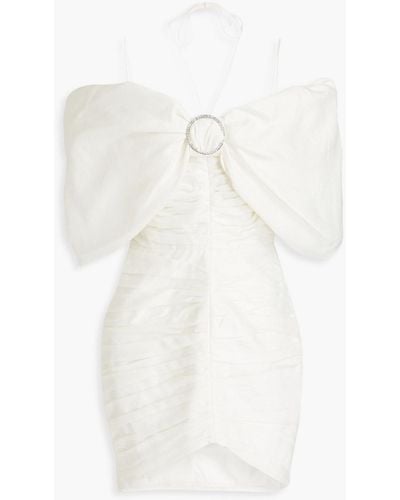 Rasario Off-the-shoulder Embellished Linen-blend Mini Dress - White