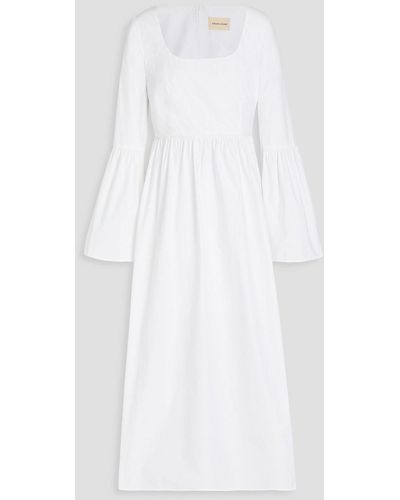 Loulou Studio Keppel Gathered Cotton-poplin Maxi Dress - White
