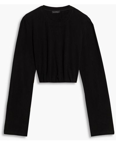 The Range Cropped Supima Cotton-blend Jersey Top - Black