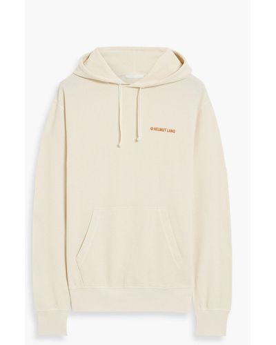 Helmut Lang Embroidered Waffle-knit Cotton-blend Hoodie - Natural