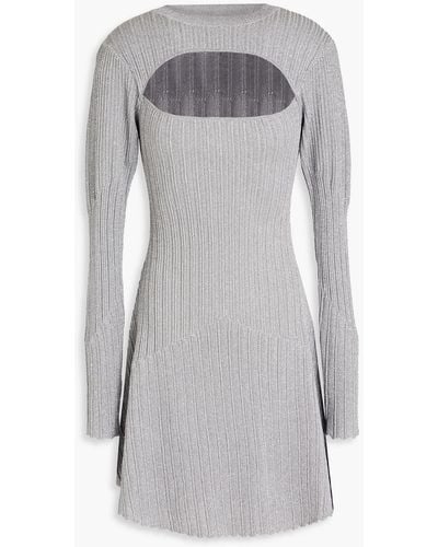 Nicholas Sully Cutout Ribbed-knit Mini Dress - Gray