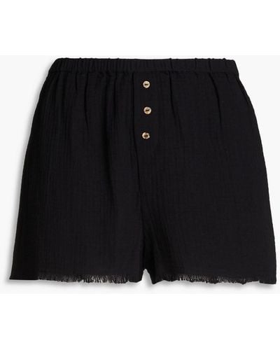 Love Stories Sunday Button-embellished Cotton-crepon Pajama Shorts - Black