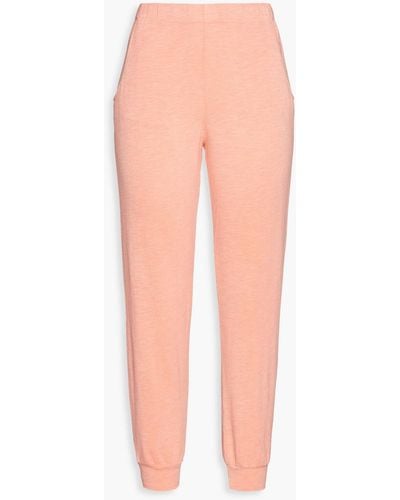 Monrow Cropped Mélange French Terry Track Trousers - Orange