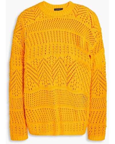 Rag & Bone Renee Open-knit Cotton-blend Jumper - Yellow