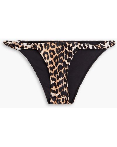 Ganni Tief sitzendes bikini-höschen mit leopardenprint und twist-detail - Mehrfarbig