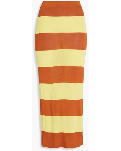 Zimmermann Striped Knitted Midi Skirt - Orange