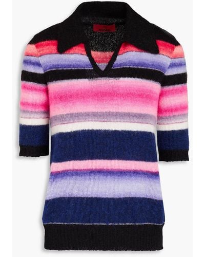 Missoni Striped Knitted Polo Jumper - Red