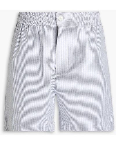 Onia Striped Cotton-blend Seersucker Shorts - Blue