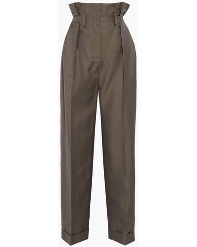 Acne Studios Pleated Wool-blend Twill Wide-leg Trousers - Natural