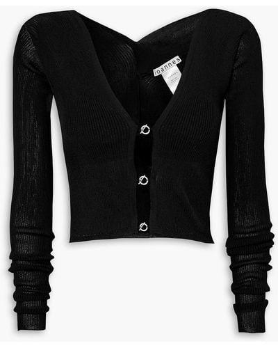 Ioannes Ribbed-knit Cardigan And Bra Top Set - Black