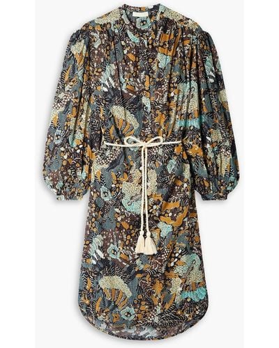 Ulla Johnson Agadir Belted Printed Cotton-blend Voile Dress - Multicolour