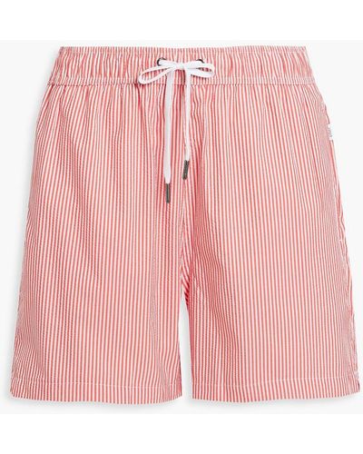 Onia Charles Short-length Striped Seersucker Swim Shorts - Pink