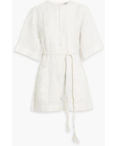 Joie Colin Pintucked Linen Playsuit - White
