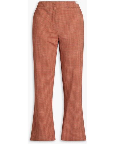 Marni Cropped Wool-blend Jacquard Kick-flare Pants - Red