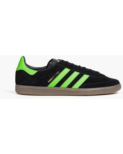 adidas Originals Samba Leather-trimmed Suede Trainers - Green
