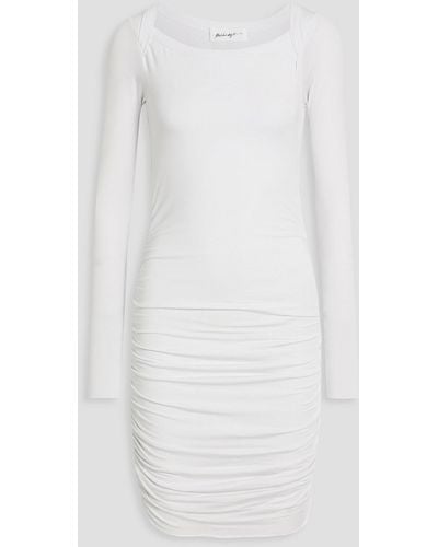 The Line By K Ruched Micro Modal-blend Jersey Mini Dress - White