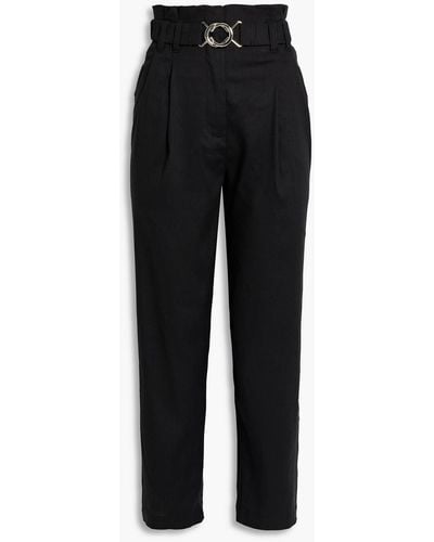 10 Crosby Derek Lam Atto Cropped Linen-blend Tapered Trousers - Black