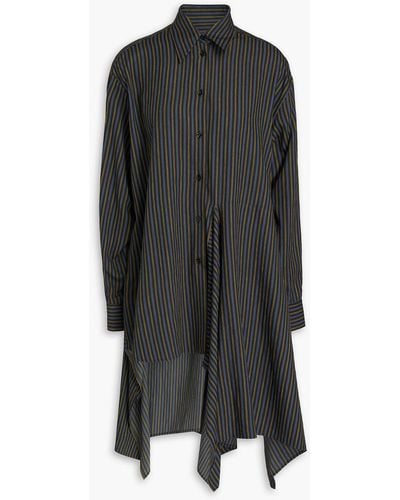 MM6 by Maison Martin Margiela Asymmetric Striped Mousseline Shirt - Black