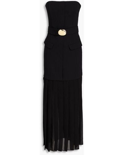 Nicholas Reagan Strapless Pleated Crepe And Georgette Maxi Dress - Black